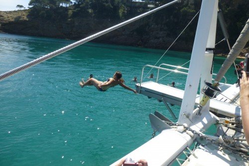 Lloret de Mar:  Brave souls of Sensation: , the water is 60°F--max! 