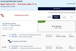 53,000 in Business to Tel Aviv amex flying blue transfer bonus
